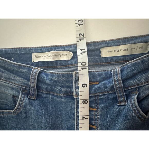 Pilcro & The Letterpress High Rise Flare Jeans Sz 28 Button Fly Cropped Stretchy - Picture 8 of 12